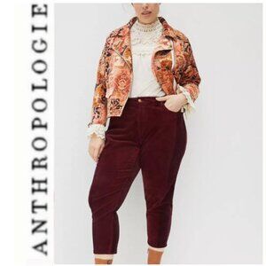 Anthropologie Pilcro Ultra High Corduroy Burgundy Slim Pants Size 16 NEW Stretch